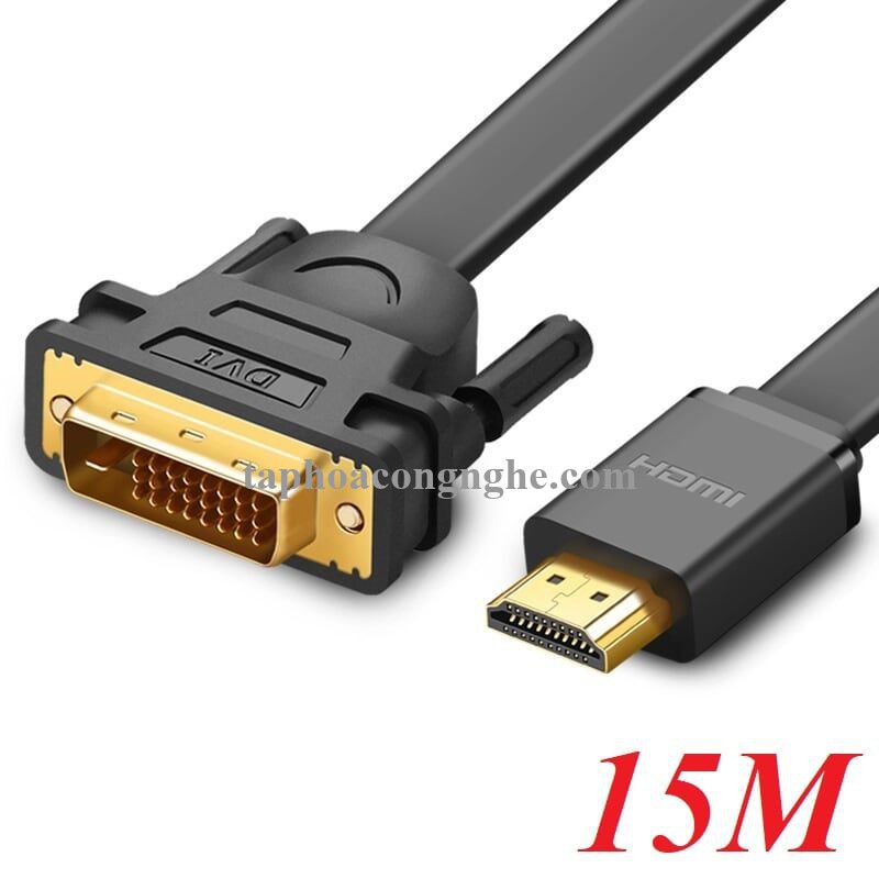 Ugreen 30142 15M màu Đen Cáp chuyển đổi HDMI sang DVI 24 + 1 thuần đồng cáp dẹt HD106 30030142